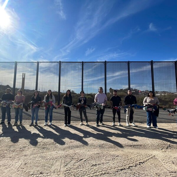 Students of Social Impact Program from Dartmouth College, New Hampshire visiting El Paso, and braiding their objects into La Trenza at Abara Frontiers Hacienda