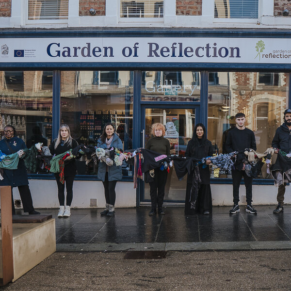 What Remains team carrying La Trenza at The Garden of Reflection Gallery in Derry, Northern Ireland invited by the Free Derry Museum during the Bloody Sunday Anniversary 