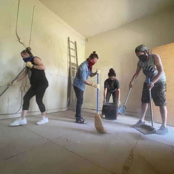 Cleaning and painting the Home of La Trenza Gallery in Abara Frontiers Hacienda, El Paso TX. 