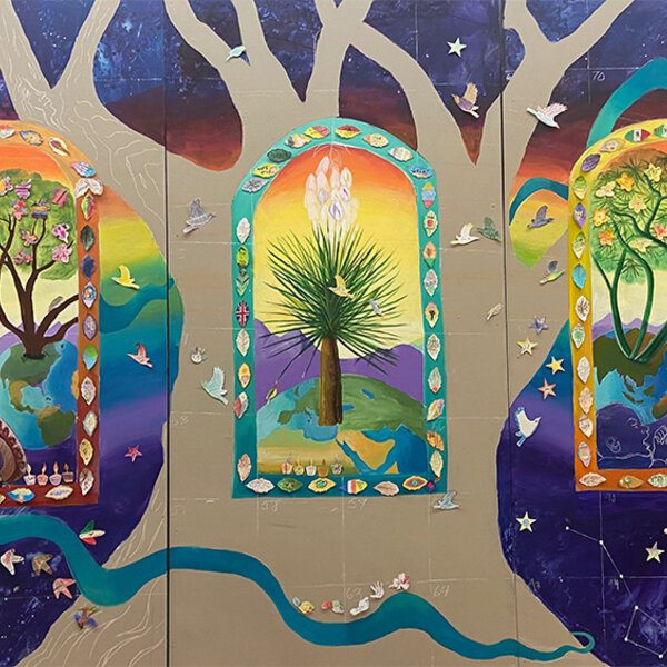 Work in Progress, "The Window to the World Singing Tree" made with the public at the International Museum of Art. 8' x 12'