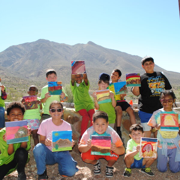 Children painted their own version of the Franklin mountains, as they interacted with nature.