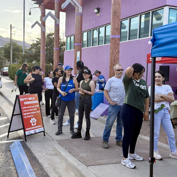 it takes a village! Volunteers waiting in line