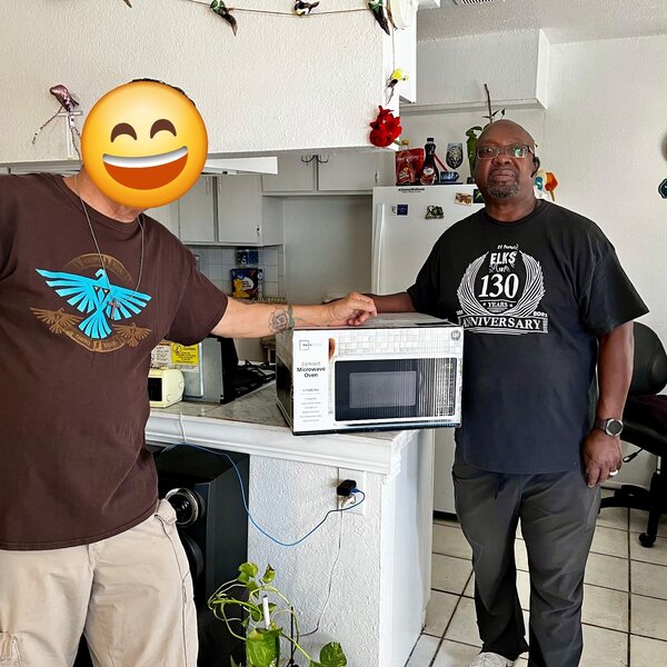 Provided a microwave for a Veteran who recently acquired housing,
